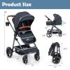 imageINFANS 2 in 1 Baby Stroller Newborn Convertible Stroller Bassinet for Infant Foldable High Landscape Shock Absorption with Reversible Seat Aluminum Structure for Toddler Pushchair 036 MonthBlack