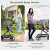 imageINFANS 2 in 1 Baby Stroller Newborn Convertible Stroller Bassinet for Infant Foldable High Landscape Shock Absorption with Reversible Seat Aluminum Structure for Toddler Pushchair 036 MonthGrey