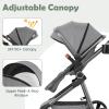 imageINFANS 2 in 1 Baby Stroller Newborn Convertible Stroller Bassinet for Infant Foldable High Landscape Shock Absorption with Reversible Seat Aluminum Structure for Toddler Pushchair 036 MonthGrey