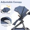 imageINFANS 2 in 1 Baby Stroller Newborn Convertible Stroller Bassinet for Infant Foldable High Landscape Shock Absorption with Reversible Seat Aluminum Structure for Toddler Pushchair 036 MonthNavy