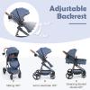 imageINFANS 2 in 1 Baby Stroller Newborn Convertible Stroller Bassinet for Infant Foldable High Landscape Shock Absorption with Reversible Seat Aluminum Structure for Toddler Pushchair 036 MonthNavy
