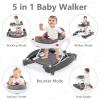 imageINFANS Baby Walker 5 in 1 Behind Walker Learning Seated Rocker Bouncer with Removable Music Tray Adjustable Height Washable Seat Cushion Foldable Activity Center for Toddlers GreyGrey
