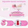 imageINFANS Baby Walker 5 in 1 Behind Walker Learning Seated Rocker Bouncer with Removable Music Tray Adjustable Height Washable Seat Cushion Foldable Activity Center for Toddlers GreyPink