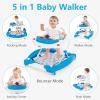 imageINFANS Baby Walker 5 in 1 Behind Walker Learning Seated Rocker Bouncer with Removable Music Tray Adjustable Height Washable Seat Cushion Foldable Activity Center for Toddlers GreyUnicorn