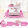 imageINFANS Baby Walker 5 in 1 Behind Walker Learning Seated Rocker Bouncer with Removable Music Tray Adjustable Height Washable Seat Cushion Foldable Activity Center for Toddlers GreyPink