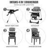 imageINFANS High Chair for Babies ampamp Toddlers Foldable Highchair with Multiple Adjustable Backrest Footrest and Seat Height Removable Tray Detachable PU Leather Cushion Builtin Rear Wheels BlackGrey