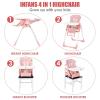 imageINFANS High Chair for Babies ampamp Toddlers Foldable Highchair with Multiple Adjustable Backrest Footrest and Seat Height Removable Tray Detachable PU Leather Cushion Builtin Rear Wheels BlackPink