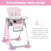 imageINFANS High Chair for Babies ampamp Toddlers Foldable Highchair with Multiple Adjustable Backrest Footrest and Seat Height Removable Tray Detachable PU Leather Cushion Builtin Rear Wheels BlackPink
