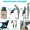 imageINFANS High Chair for Babies ampamp Toddlers Foldable Highchair with Multiple Adjustable Backrest Footrest and Seat Height Removable Tray Detachable PU Leather Cushion Builtin Rear Wheels BlackNavy