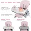 imageINFANS High Chair for Babies ampamp Toddlers Foldable Highchair with Multiple Adjustable Backrest Footrest and Seat Height Removable Tray Detachable PU Leather Cushion Builtin Rear Wheels BlackPink