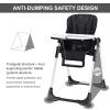 imageINFANS High Chair for Babies ampamp Toddlers Foldable Highchair with Multiple Adjustable Backrest Footrest and Seat Height Removable Tray Detachable PU Leather Cushion Builtin Rear Wheels BlackBlack