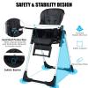imageINFANS High Chair for Babies ampamp Toddlers Foldable Highchair with Multiple Adjustable Backrest Footrest and Seat Height Removable Tray Detachable PU Leather Cushion Builtin Rear Wheels BlackBlack