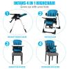 imageINFANS High Chair for Babies ampamp Toddlers Foldable Highchair with Multiple Adjustable Backrest Footrest and Seat Height Removable Tray Detachable PU Leather Cushion Builtin Rear Wheels BlackNavy