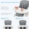 imageINFANS High Chair for Babies ampamp Toddlers Foldable Highchair with Multiple Adjustable Backrest Footrest and Seat Height Removable Tray Detachable PU Leather Cushion Builtin Rear Wheels BlackLight Grey