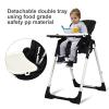 imageINFANS High Chair for Babies ampamp Toddlers Foldable Highchair with Multiple Adjustable Backrest Footrest and Seat Height Removable Tray Detachable PU Leather Cushion Builtin Rear Wheels BlackBlack