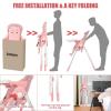 imageINFANS High Chair for Babies ampamp Toddlers Foldable Highchair with Multiple Adjustable Backrest Footrest and Seat Height Removable Tray Detachable PU Leather Cushion Builtin Rear Wheels BlackPink