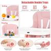 imageINFANS High Chair for Babies ampamp Toddlers Foldable Highchair with Multiple Adjustable Backrest Footrest and Seat Height Removable Tray Detachable PU Leather Cushion Builtin Rear Wheels BlackPink