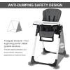 imageINFANS High Chair for Babies ampamp Toddlers Foldable Highchair with Multiple Adjustable Backrest Footrest and Seat Height Removable Tray Detachable PU Leather Cushion Builtin Rear Wheels BlackDark Grey