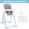 imageINFANS High Chair for Babies ampamp Toddlers Foldable Highchair with Multiple Adjustable Backrest Footrest and Seat Height Removable Tray Detachable PU Leather Cushion Builtin Rear Wheels BlackLight Grey