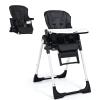 imageINFANS High Chair for Babies ampamp Toddlers Foldable Highchair with Multiple Adjustable Backrest Footrest and Seat Height Removable Tray Detachable PU Leather Cushion Builtin Rear Wheels BlackBlack