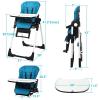 imageINFANS High Chair for Babies ampamp Toddlers Foldable Highchair with Multiple Adjustable Backrest Footrest and Seat Height Removable Tray Detachable PU Leather Cushion Builtin Rear Wheels BlackNavy