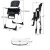 imageINFANS High Chair for Babies ampamp Toddlers Foldable Highchair with Multiple Adjustable Backrest Footrest and Seat Height Removable Tray Detachable PU Leather Cushion Builtin Rear Wheels BlackBlack