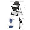 imageINFANS High Chair for Babies ampamp Toddlers Foldable Highchair with Multiple Adjustable Backrest Footrest and Seat Height Removable Tray Detachable PU Leather Cushion Builtin Rear Wheels BlackDark Grey
