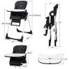 imageINFANS High Chair for Babies ampamp Toddlers Foldable Highchair with Multiple Adjustable Backrest Footrest and Seat Height Removable Tray Detachable PU Leather Cushion Builtin Rear Wheels BlackBlack