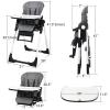 imageINFANS High Chair for Babies ampamp Toddlers Foldable Highchair with Multiple Adjustable Backrest Footrest and Seat Height Removable Tray Detachable PU Leather Cushion Builtin Rear Wheels BlackGrey