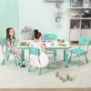 imageINFANS Kids Table and Chiar Set Height Adjustable Toddler Desk and 4 Chairs with Graffiti Desktop NonSlip Legs Large 47quot L x 235quot W MultiActivity Art Table for Daycare Classroom Home NaturalGreen