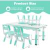 imageINFANS Kids Table and Chiar Set Height Adjustable Toddler Desk and 4 Chairs with Graffiti Desktop NonSlip Legs Large 47quot L x 235quot W MultiActivity Art Table for Daycare Classroom Home NaturalGreen