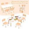 imageINFANS Kids Table and Chiar Set Height Adjustable Toddler Desk and 4 Chairs with Graffiti Desktop NonSlip Legs Large 47quot L x 235quot W MultiActivity Art Table for Daycare Classroom Home NaturalNatural