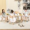 imageINFANS Kids Table and Chiar Set Height Adjustable Toddler Desk and 4 Chairs with Graffiti Desktop NonSlip Legs Large 47quot L x 235quot W MultiActivity Art Table for Daycare Classroom Home NaturalNatural