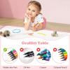 imageINFANS Kids Table and Chiar Set Height Adjustable Toddler Desk and 4 Chairs with Graffiti Desktop NonSlip Legs Large 47quot L x 235quot W MultiActivity Art Table for Daycare Classroom Home NaturalPink