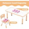 imageINFANS Kids Table and Chiar Set Height Adjustable Toddler Desk and 4 Chairs with Graffiti Desktop NonSlip Legs Large 47quot L x 235quot W MultiActivity Art Table for Daycare Classroom Home NaturalNatural