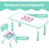 imageINFANS Kids Table and Chiar Set Height Adjustable Toddler Desk and 4 Chairs with Graffiti Desktop NonSlip Legs Large 47quot L x 235quot W MultiActivity Art Table for Daycare Classroom Home NaturalGreen