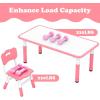 imageINFANS Kids Table and Chiar Set Height Adjustable Toddler Desk and 4 Chairs with Graffiti Desktop NonSlip Legs Large 47quot L x 235quot W MultiActivity Art Table for Daycare Classroom Home NaturalPink
