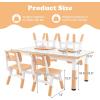 imageINFANS Kids Table and Chiar Set Height Adjustable Toddler Desk and 4 Chairs with Graffiti Desktop NonSlip Legs Large 47quot L x 235quot W MultiActivity Art Table for Daycare Classroom Home NaturalNatural