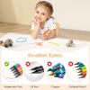 imageINFANS Kids Table and Chiar Set Height Adjustable Toddler Desk and 4 Chairs with Graffiti Desktop NonSlip Legs Large 47quot L x 235quot W MultiActivity Art Table for Daycare Classroom Home NaturalNatural