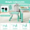 imageINFANS Kids Table and Chiar Set Height Adjustable Toddler Desk and 4 Chairs with Graffiti Desktop NonSlip Legs Large 47quot L x 235quot W MultiActivity Art Table for Daycare Classroom Home NaturalGreen