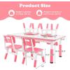 imageINFANS Kids Table and Chiar Set Height Adjustable Toddler Desk and 4 Chairs with Graffiti Desktop NonSlip Legs Large 47quot L x 235quot W MultiActivity Art Table for Daycare Classroom Home NaturalPink