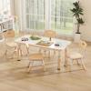 imageINFANS Kids Table and Chiar Set Height Adjustable Toddler Desk and 4 Chairs with Graffiti Desktop NonSlip Legs Large 47quot L x 235quot W MultiActivity Art Table for Daycare Classroom Home NaturalNatural