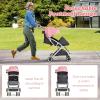 imageINFANS Lightweight Baby Stroller Compact Stroller with OneHand Fold Travel Stroller for Airplane with Cup Holder 5Point Harness Foot Cover Canopy Infant Stroller for 036 Month PinkPink
