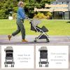 imageINFANS Lightweight Baby Stroller Compact Stroller with OneHand Fold Travel Stroller for Airplane with Cup Holder 5Point Harness Foot Cover Canopy Infant Stroller for 036 Month PinkGrey