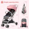 imageINFANS Lightweight Baby Stroller Compact Stroller with OneHand Fold Travel Stroller for Airplane with Cup Holder 5Point Harness Foot Cover Canopy Infant Stroller for 036 Month GreyPink