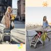 imageINFANS Lightweight Baby Stroller Compact Stroller with OneHand Fold Travel Stroller for Airplane with Cup Holder 5Point Harness Foot Cover Canopy Infant Stroller for 036 Month PinkGrey