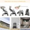 imageINFANS Lightweight Baby Stroller Compact Stroller with OneHand Fold Travel Stroller for Airplane with Cup Holder 5Point Harness Foot Cover Canopy Infant Stroller for 036 Month PinkGrey