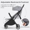 imageINFANS Lightweight Baby Stroller UltraCompact Fold Airplane Ready Travel Stroller OneHand Gravity Fold Near Flat Recline Seat Cup Holder Foldable Toddler Stroller for Infant 036 MonthDark Gray