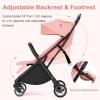 imageINFANS Lightweight Baby Stroller UltraCompact Fold Airplane Ready Travel Stroller OneHand Gravity Fold Near Flat Recline Seat Cup Holder Foldable Toddler Stroller for Infant 036 MonthPink