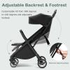 imageINFANS Lightweight Baby Stroller UltraCompact Fold Airplane Ready Travel Stroller OneHand Gravity Fold Near Flat Recline Seat Cup Holder Foldable Toddler Stroller for Infant 036 MonthBlack